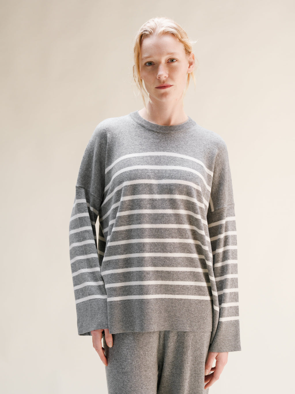 Cashmere Mix Striped Crewneck Sweater
