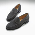Slate Grey Suede Loafers, Welted Leather Sole