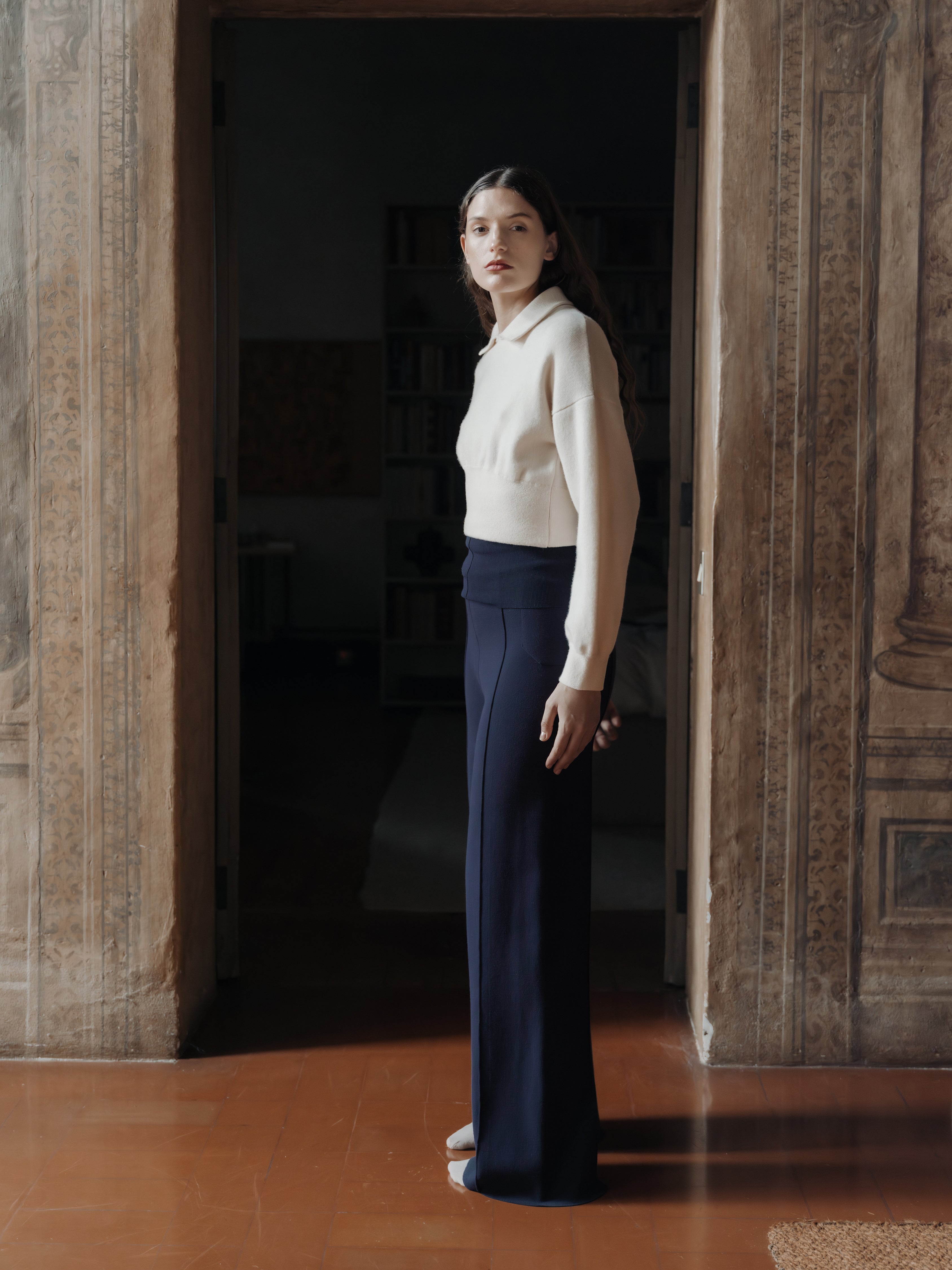 Superfine Lambswool Cropped Polo